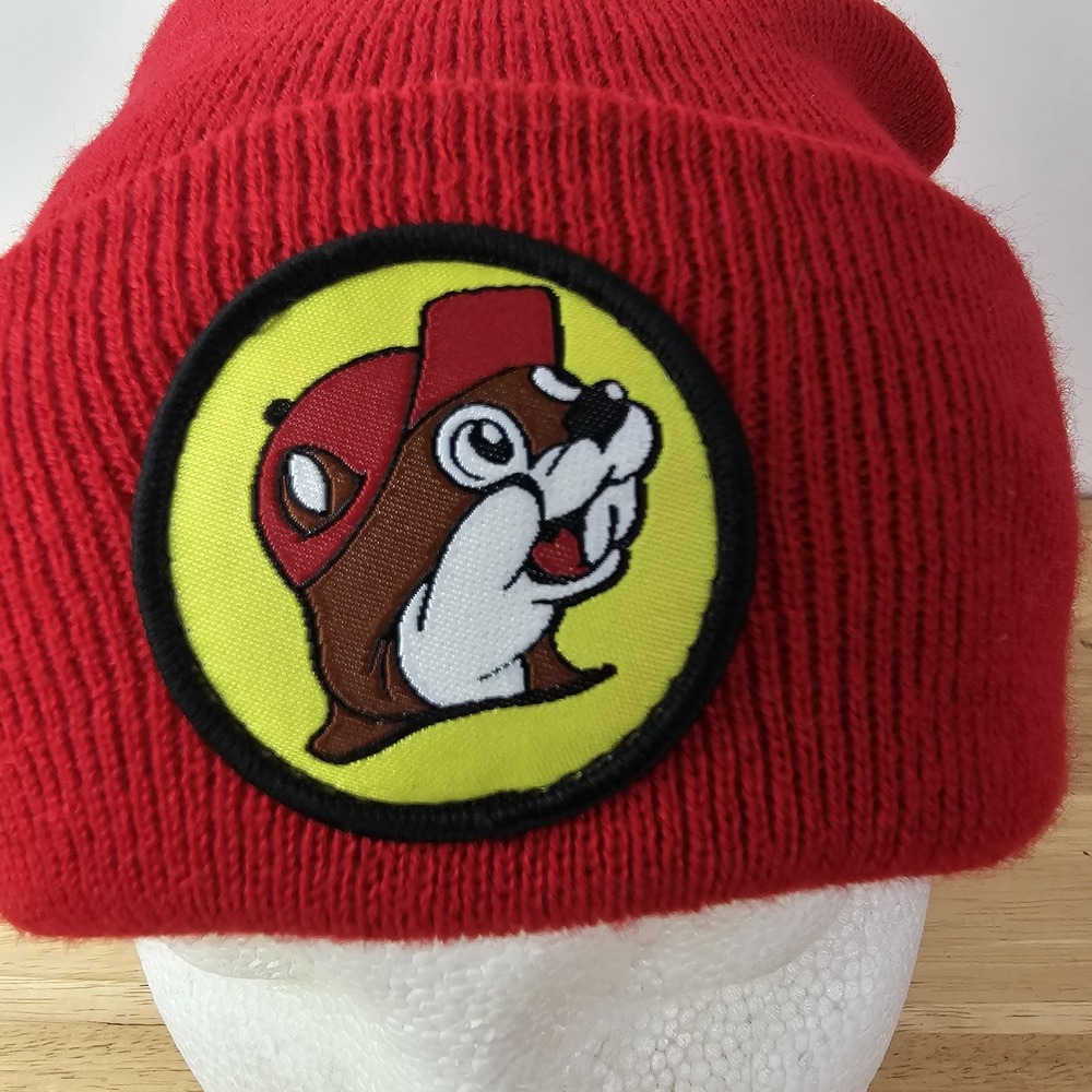 BUC-EES Bucees Bucky Beaver Mascot Red BEANIE Cuff Cap Adult One Size Hat - Picture 2 of 5